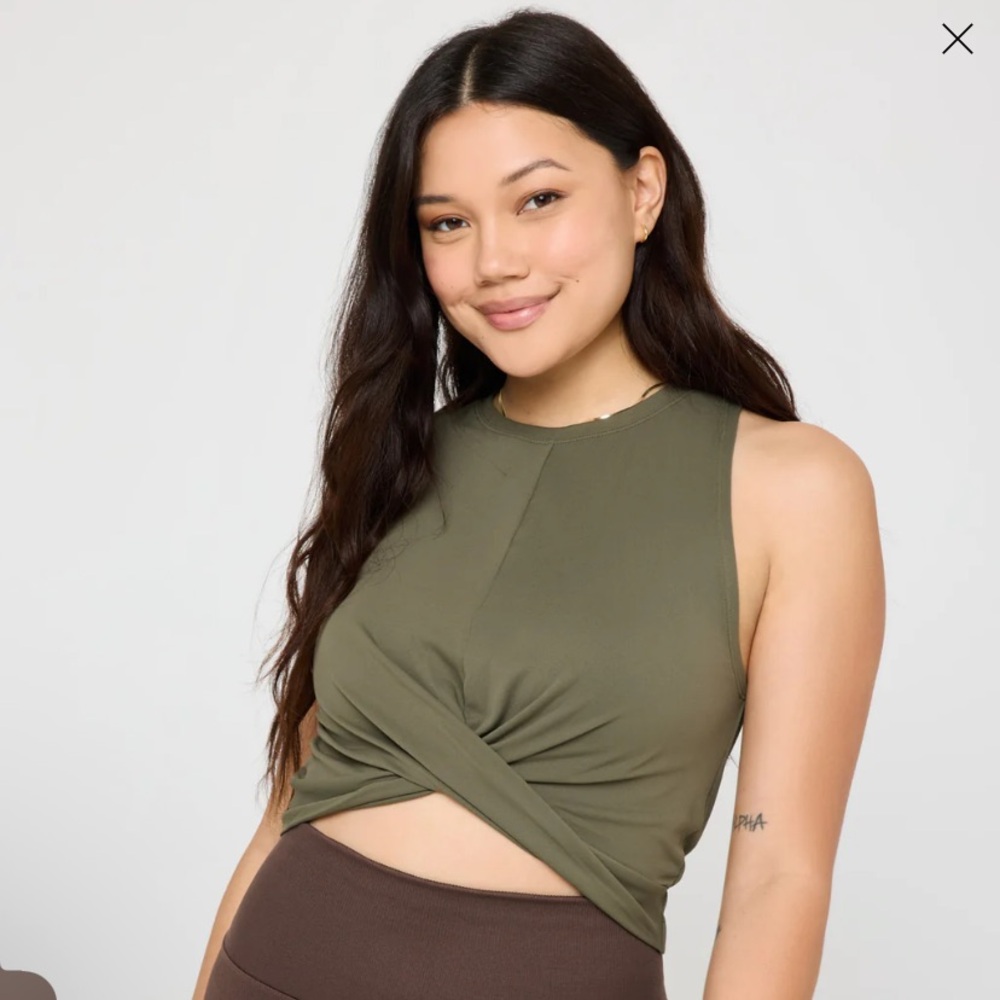 NWT spiritual gangster Olive Green Twist Front Tank Top M/L